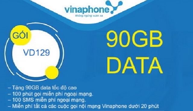 Thông tin chi tiết về gói VD129 VinaPhone tặng 90GB + SMS +Thoại không giới hạn
